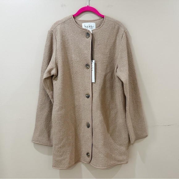 Nicole Miller Bouclé Boiled Wool Coat Jacket Camel size m new - Picture 1 of 5